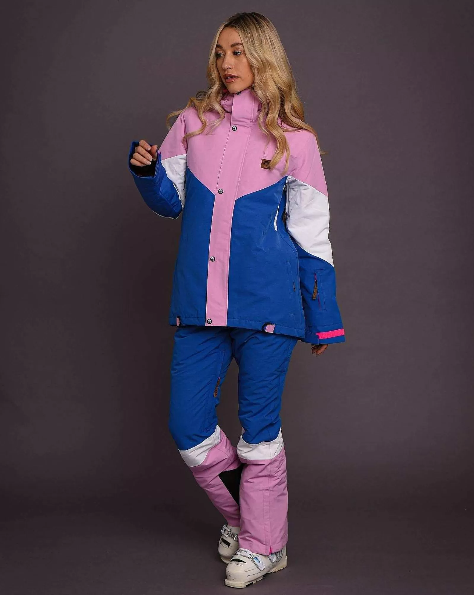 OOSC Snow Jackets<1080 Women'S Ski & Snowboard Jacket - Pastel Pink, White & Blue