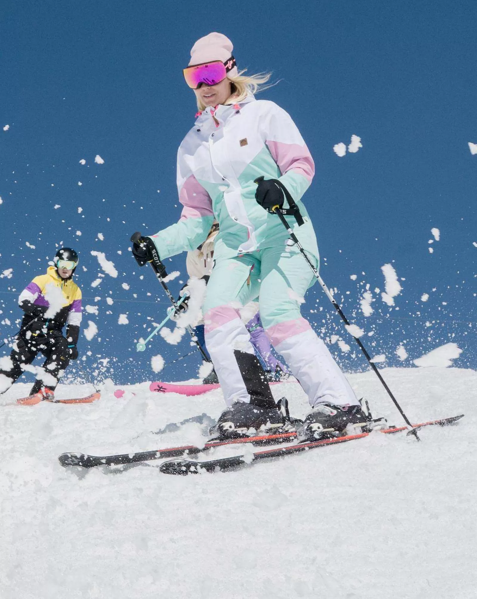 OOSC 1080 Jackets & Pants<1080 Women'S Ski & Snowboard Jacket - Pastel Pink, White & Pastel Mint