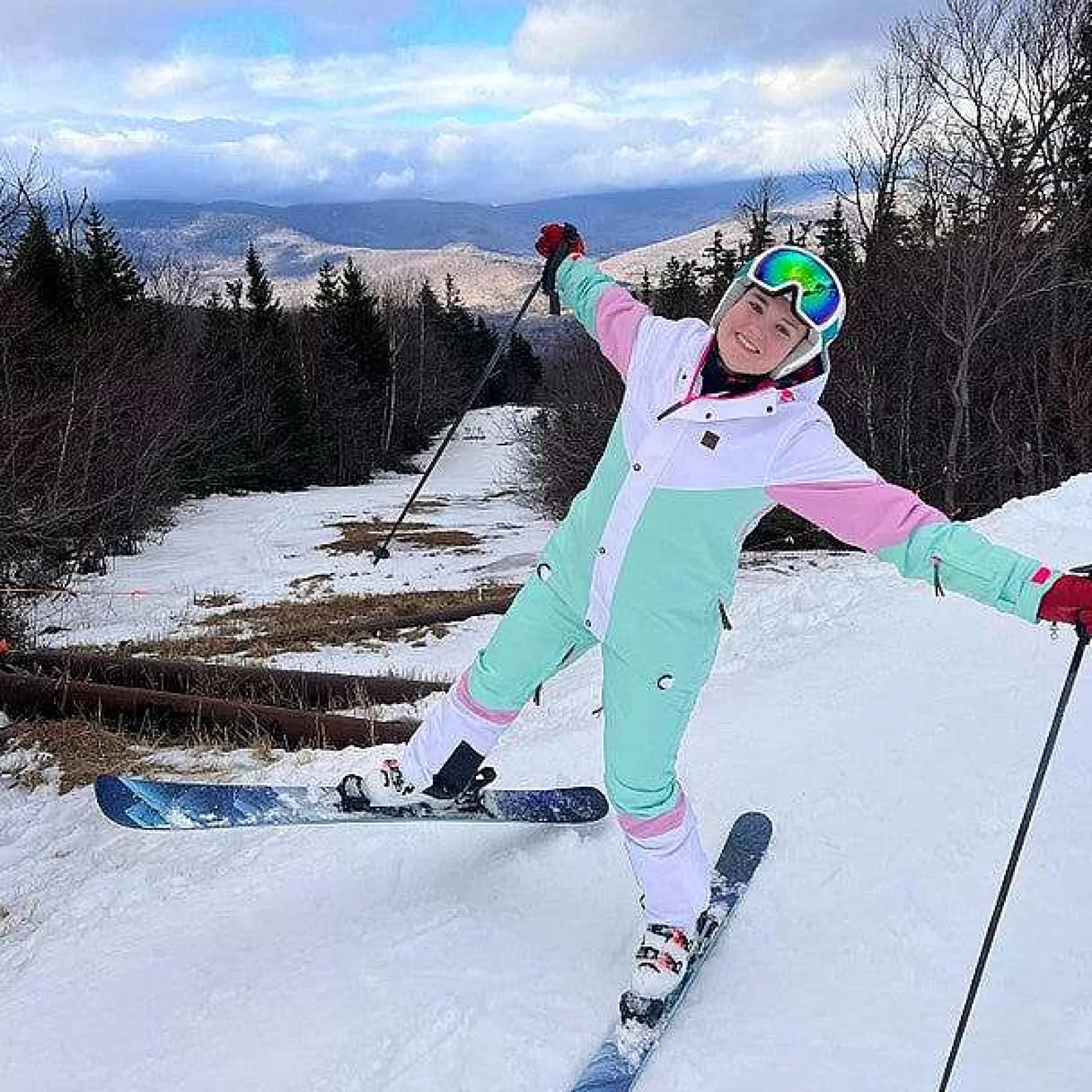 OOSC 1080 Jackets & Pants<1080 Women'S Ski & Snowboard Jacket - Pastel Pink, White & Pastel Mint