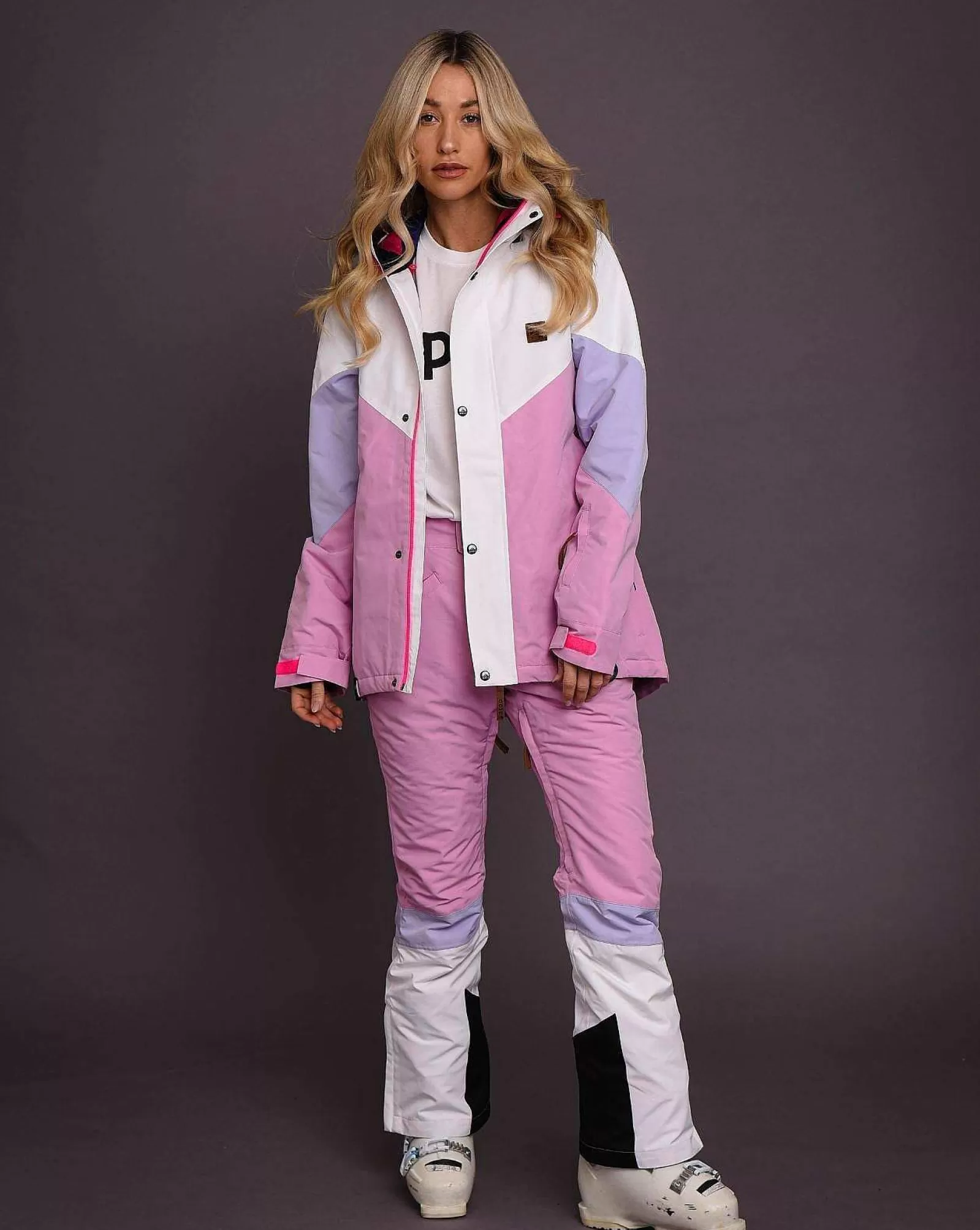 OOSC 1080 Jackets & Pants<1080 Women'S Ski & Snowboard Jacket - Pastel Pink, White & Pastel Purple