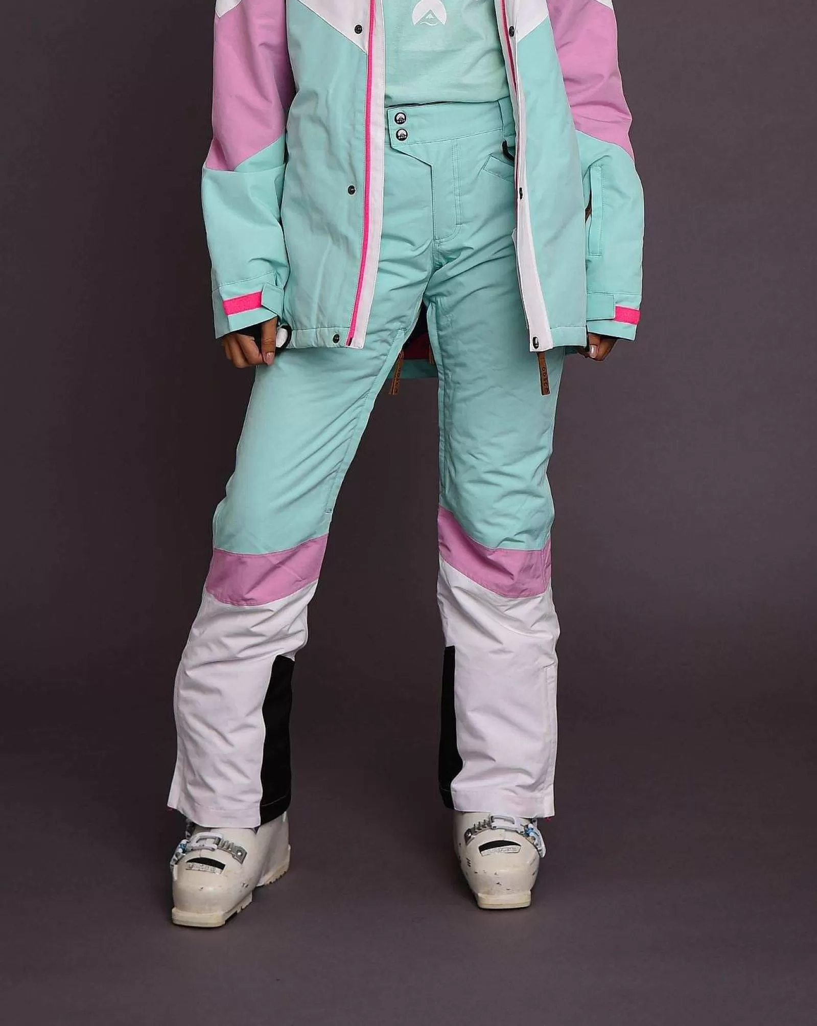 OOSC 1080 Jackets & Pants<1080 Women'S Ski & Snowboard Pant - Pastel Pink, White & Pastel Mint