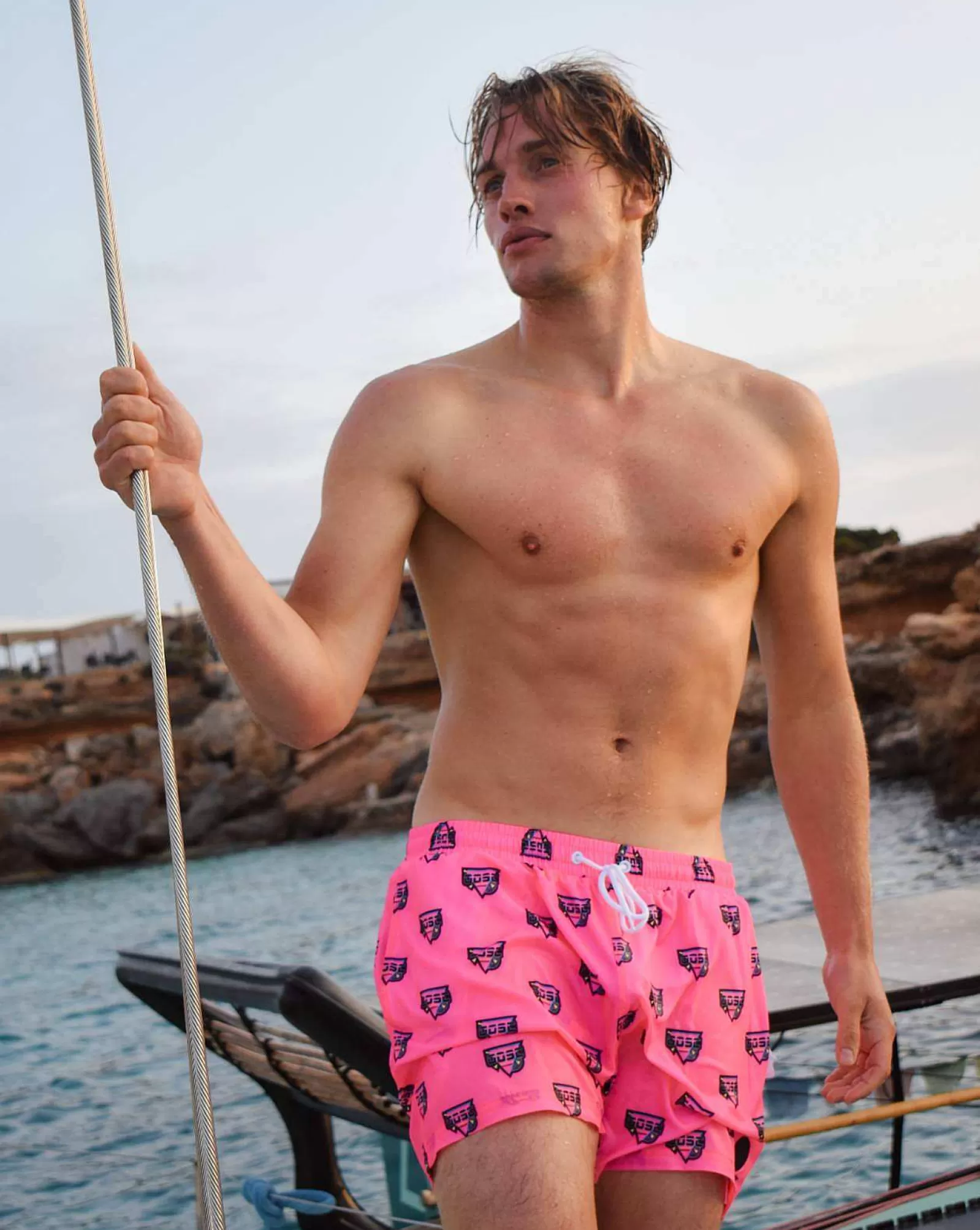 OOSC Swim Shorts<Baewatch Neon Pink Men'S Swim Shorts