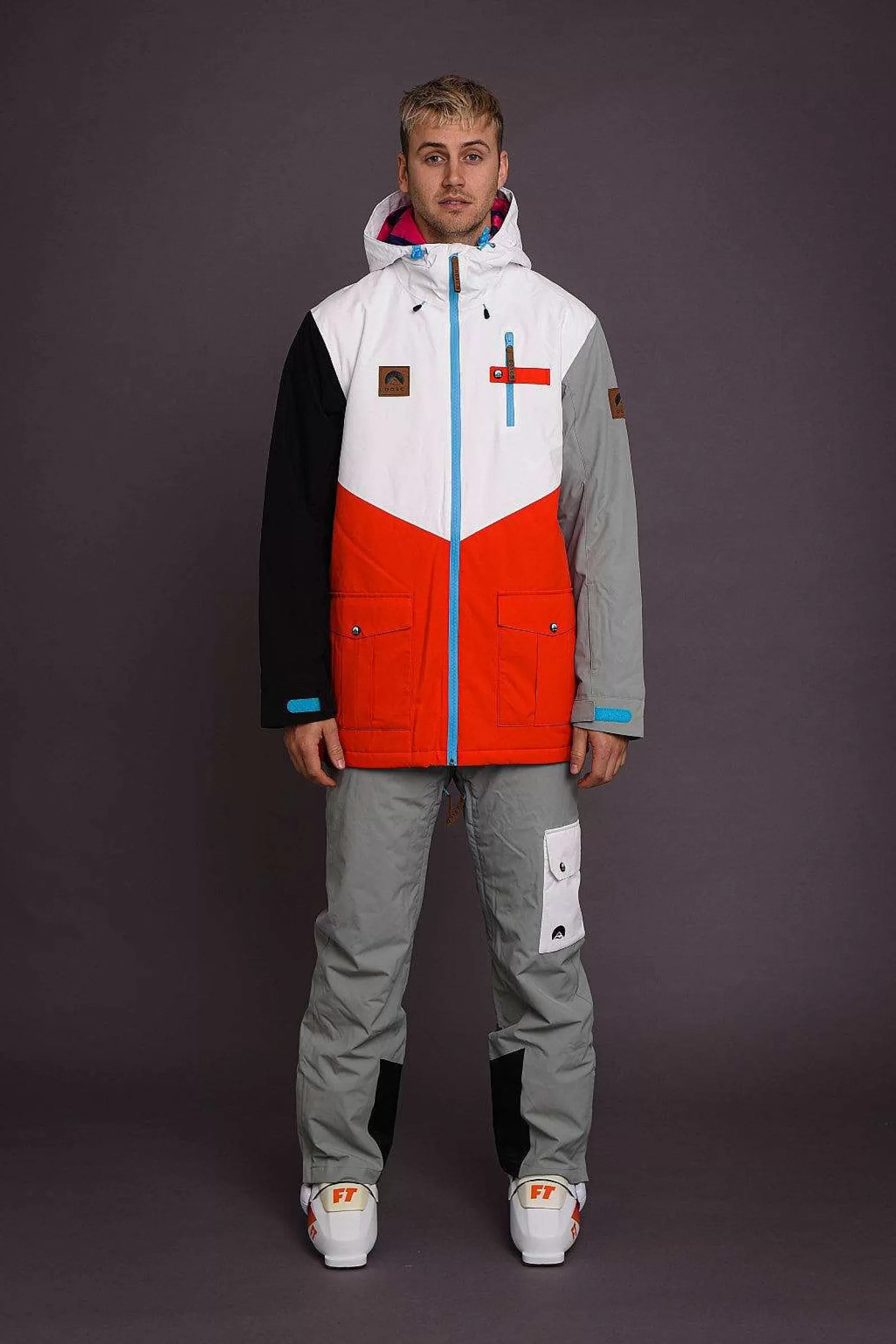 OOSC Snow Jackets<Fresh Pow Men'S Ski Snowboard Jacket - White, Red, Black & Grey