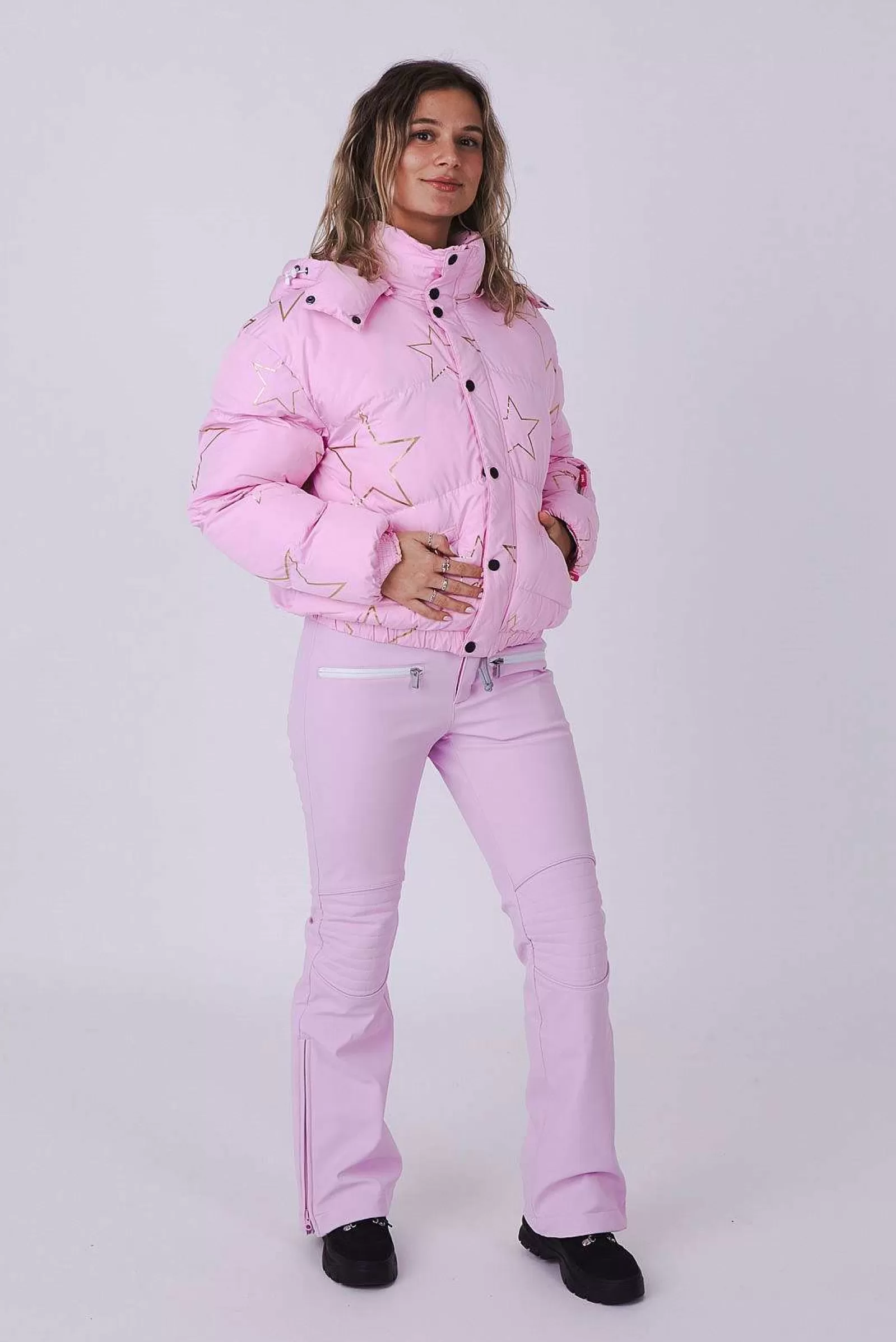 OOSC Snow Jackets<Pink With Stars Chic Puffer Jacket