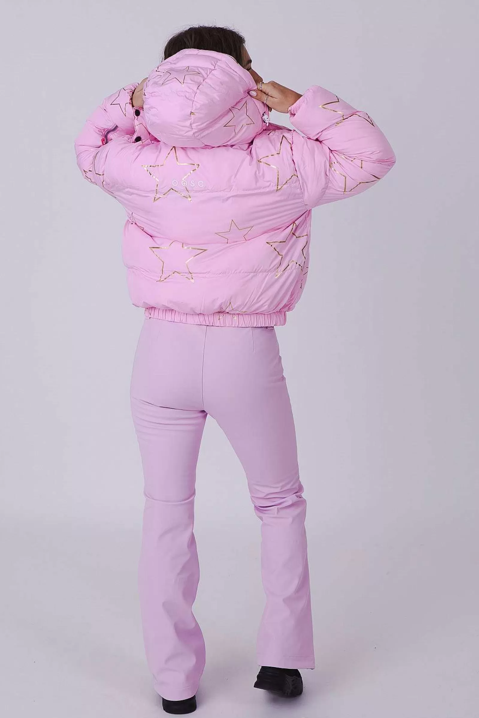OOSC Chic Luxury<Pink With Stars Chic Puffer Jacket