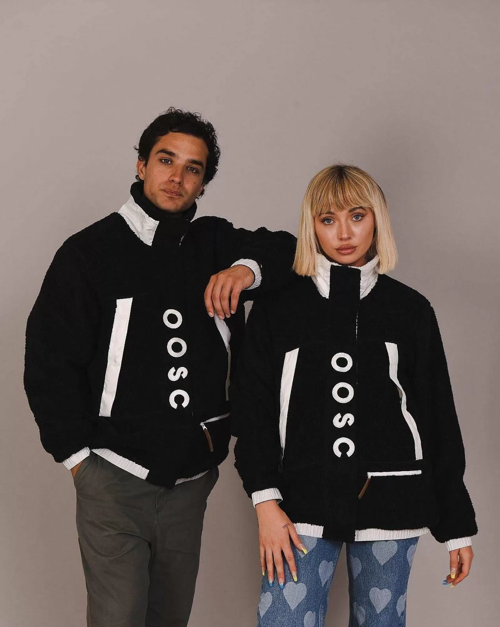 OOSC Fleeces<Sherpa Fleece Jacket Black / White - Men'S
