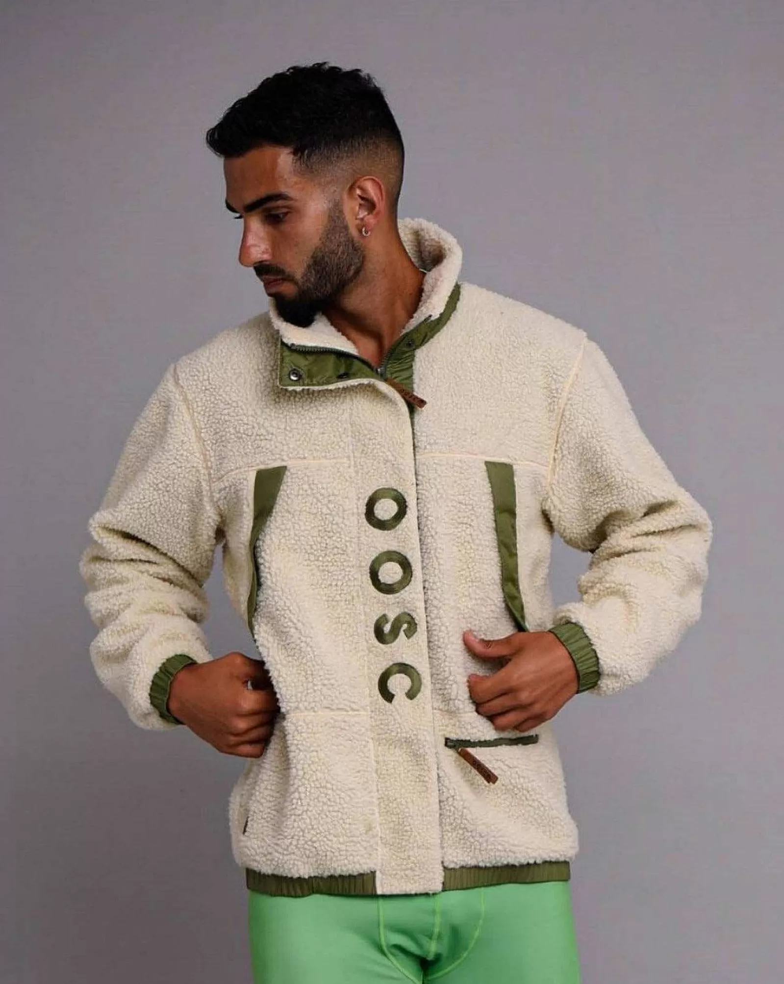 OOSC Fleeces<Sherpa Fleece Jacket Cream / Khaki - Men'S