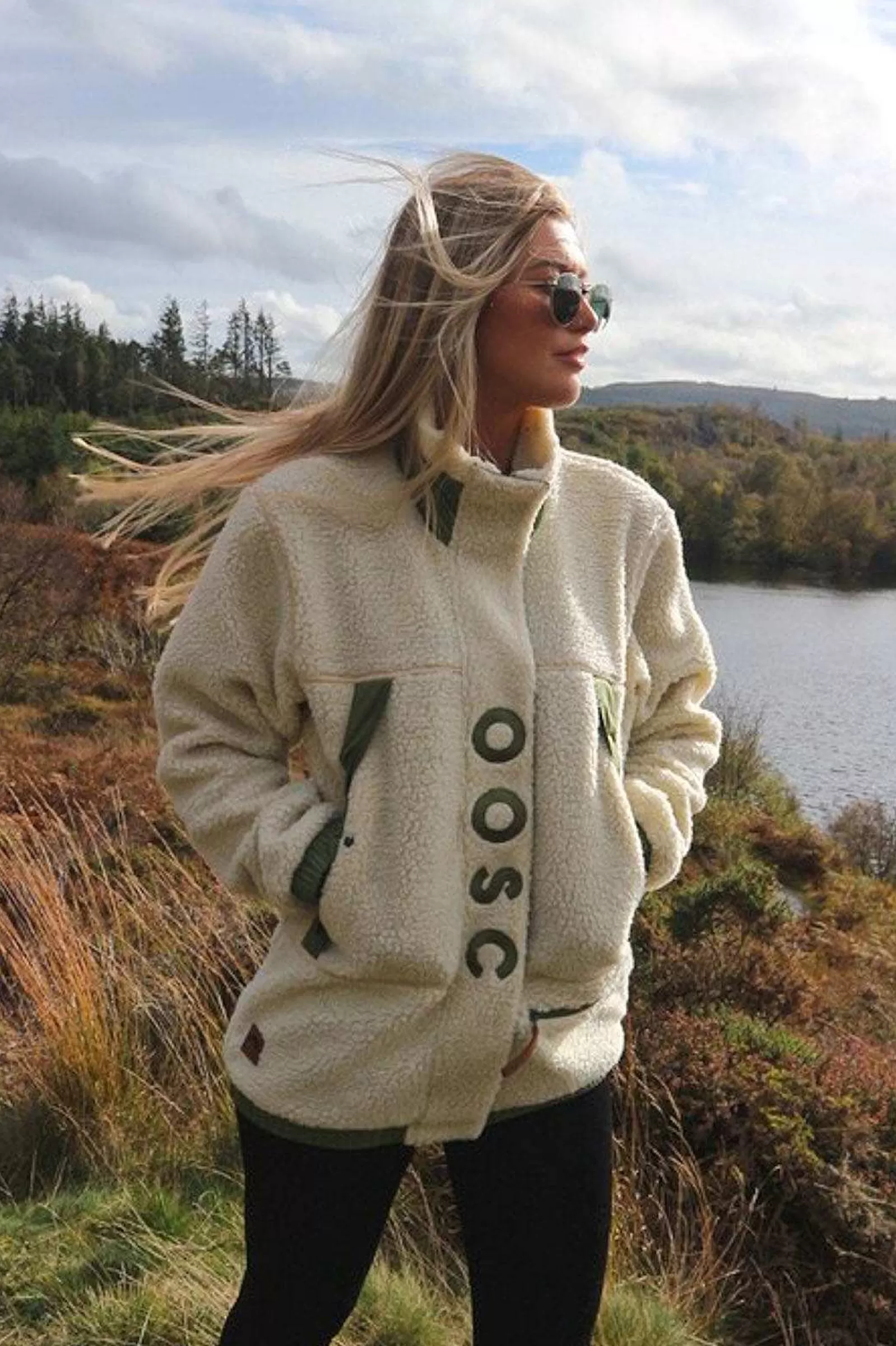 OOSC Fleece<Sherpa Fleece Jacket Cream / Khaki - Women'S