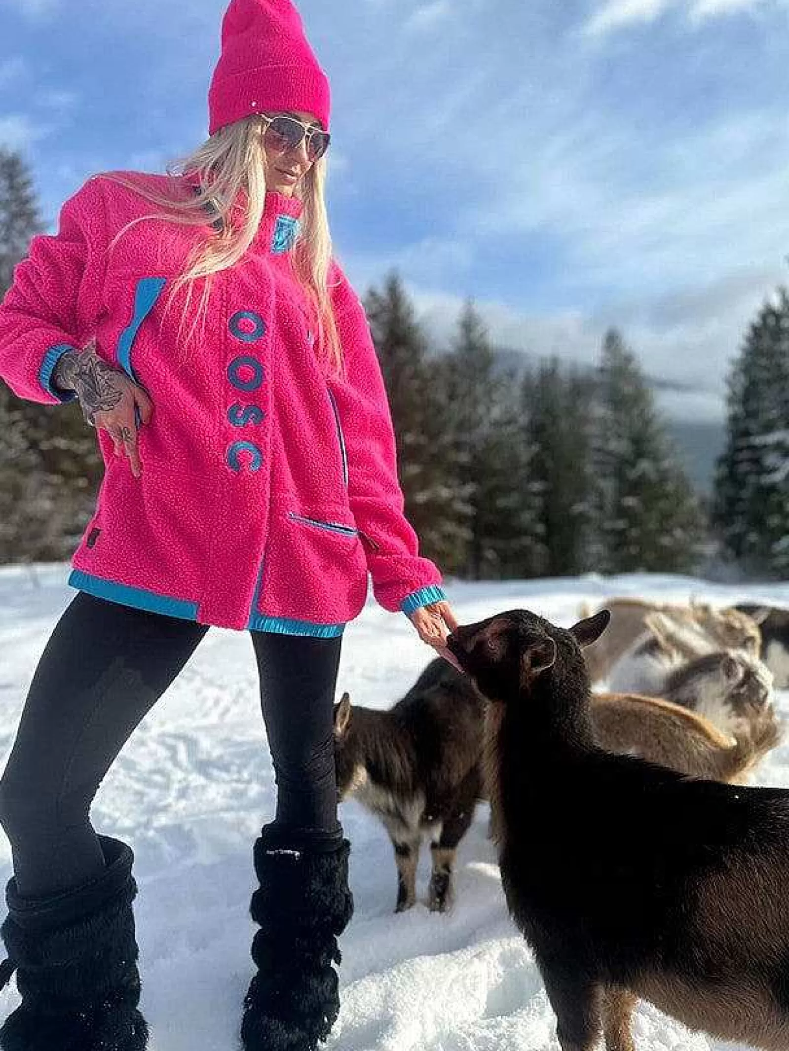 OOSC Fleece<Sherpa Fleece Jacket Pink / Blue - Women'S