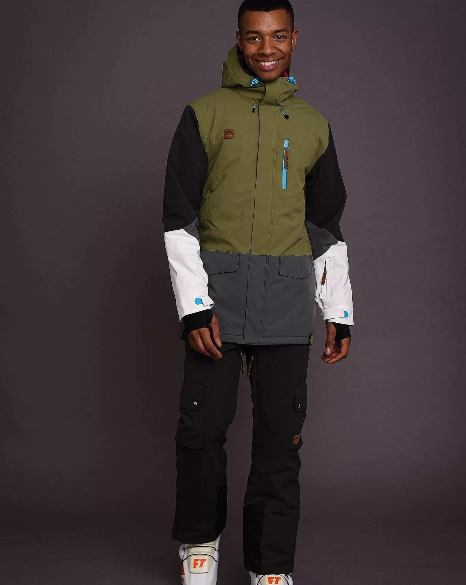 OOSC Snow Jackets<Yeh Man Men'S Ski & Snowboard Jacket - Khaki, Grey, Black